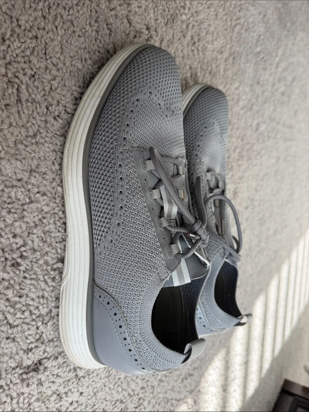 Men's Knit Wingtip Derby Shoes - Light Gray